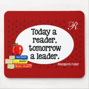 Today A Reader Tomorrow A Leader Red Polka Dots Mouse Pad