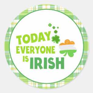 Today Everyone Is Irish Shamrock St Patrick's Day Classic Round Sticker