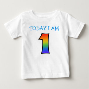 "TODAY I AM 1" With Rainbow Gradient Baby T-Shirt