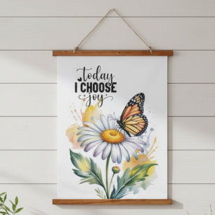 "Today I Choose Joy" Butterfly Daisy Wall Hanging Tapestry