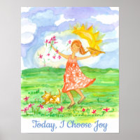 Today I Choose Joy Happy Girl Positive Words