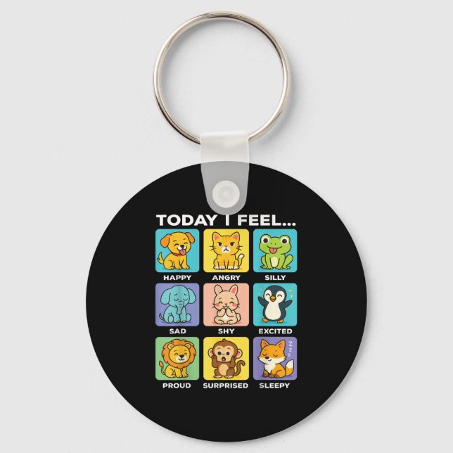 Today I Feel... Funny Animals Emotional Boxes Emot Keychain (Front)