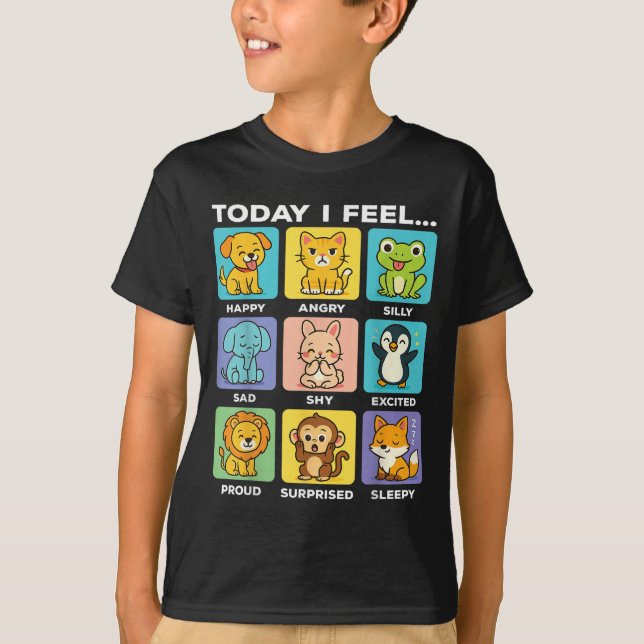 Today I Feel... Funny Animals Emotional Boxes Emot T-Shirt (Front)