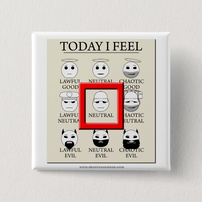 Today I Feel Neutral 2 Inch Square Button (Front)