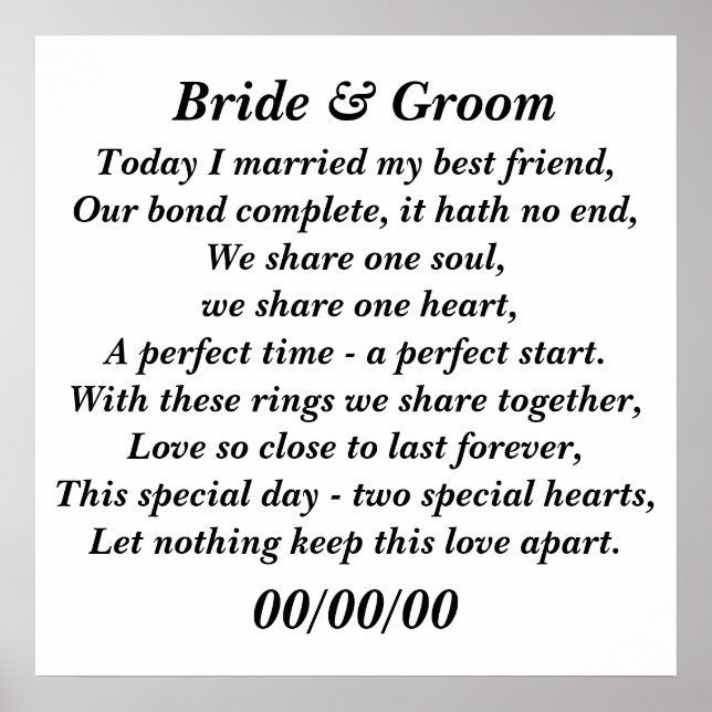 Today I married my best friend customize it! Poster (Front)