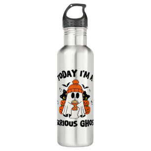 TODAY I'M A SERIOUS GHOST COFFEE PUMPKIN HALLOWEEN 710 ML WATER BOTTLE