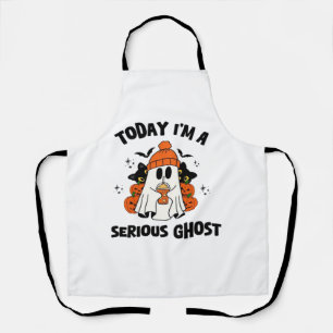 TODAY I'M A SERIOUS GHOST COFFEE PUMPKIN HALLOWEEN APRON