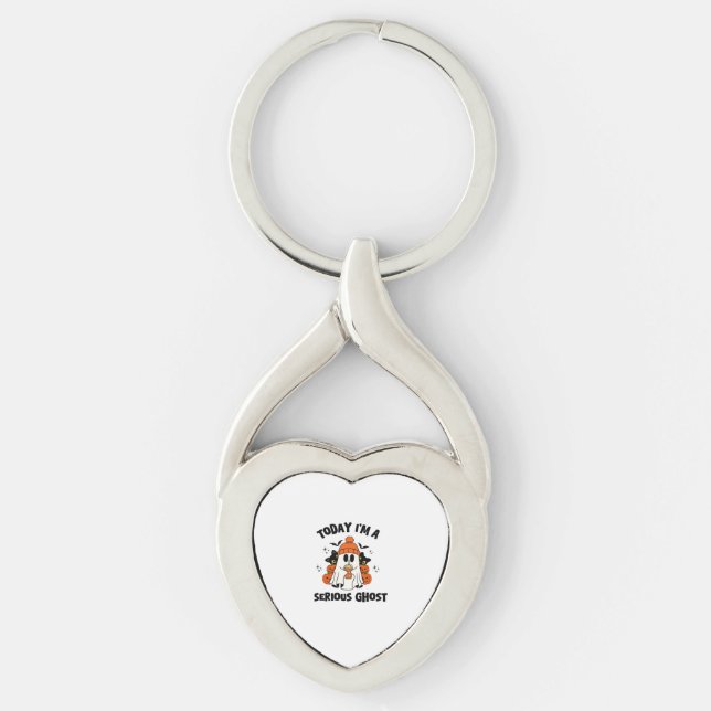 TODAY I'M A SERIOUS GHOST COFFEE PUMPKIN HALLOWEEN KEYCHAIN (Front)
