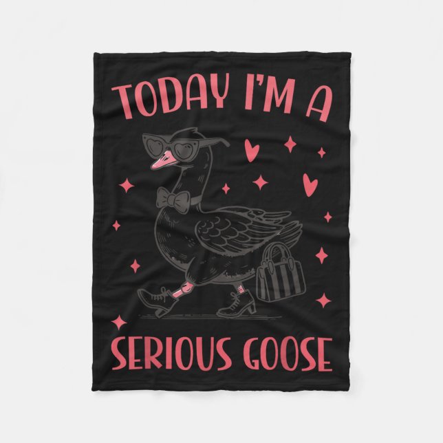 Today I'm A Serious Goose Funny Cowboy Goose  Fleece Blanket (Front)