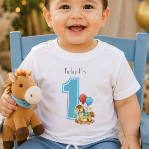Today I'm One First Birthday Baby T-Shirt Blue