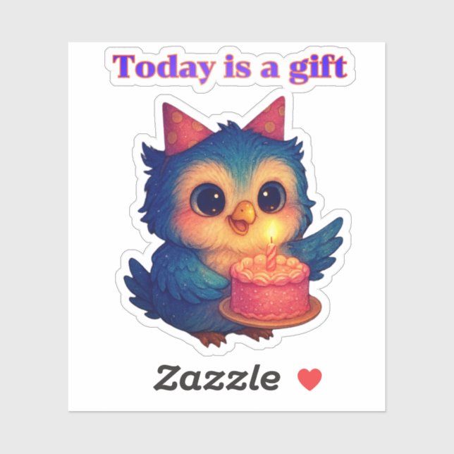 Today is a Gift – Cute Birthday Owl Affirmation (Sheet)
