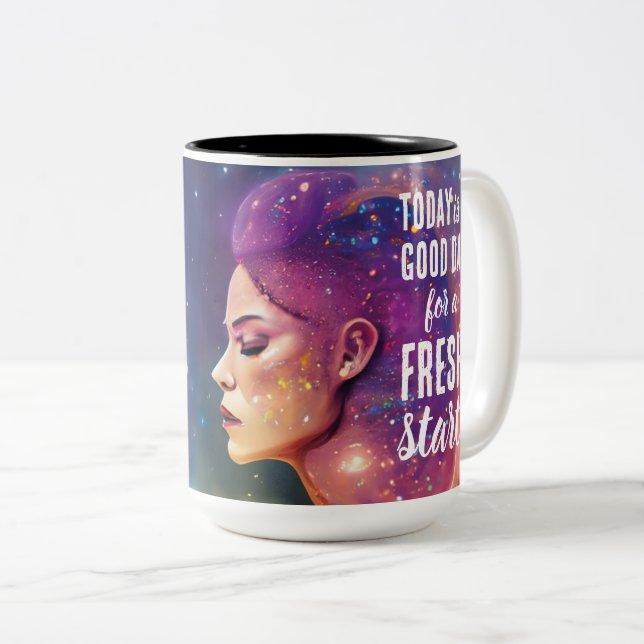 Today is a Good Day Fresh Start Motivational Quote Two-Tone Coffee Mug (Front Right)