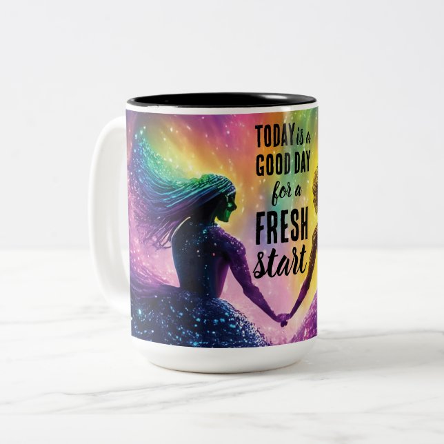 Today is a Good Day Fresh Start Motivational Quote Two-Tone Coffee Mug (Front Left)