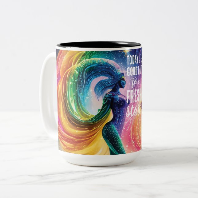 Today is a Good Day Fresh Start Motivational Quote Two-Tone Coffee Mug (Front Left)
