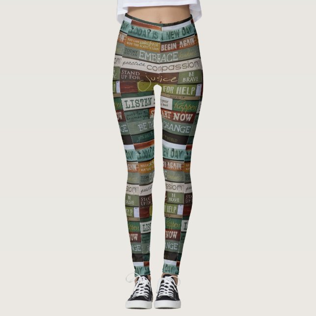 Today Is A New Day Motivational Leggings (Front)
