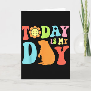 Today Is Groundhog Day Funny Women Retro 60s Daisy Card