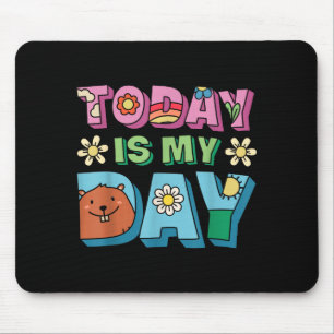 Today Is Groundhog Day Funny Women Retro 60s Daisy Mouse Pad