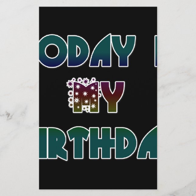 Today is My Birthday Art Print Stationery (Front)