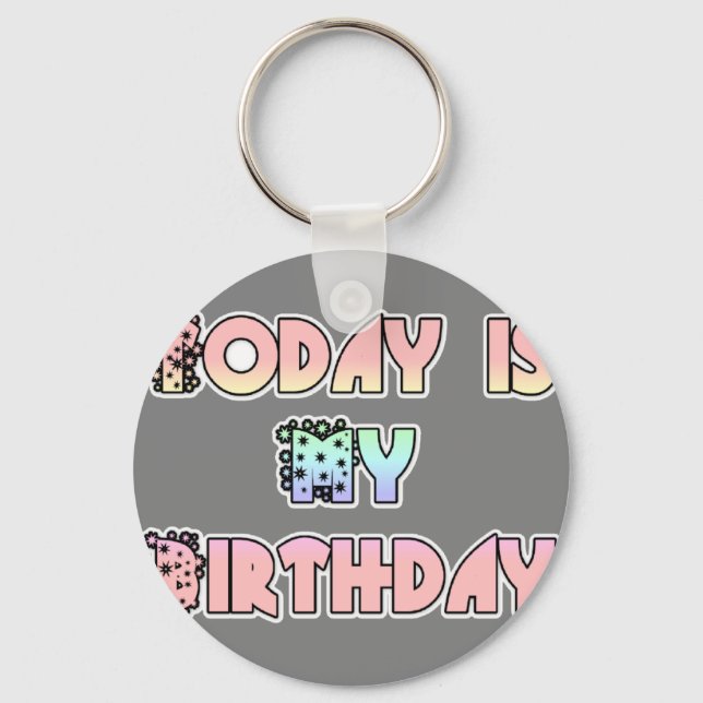 Today is My Birthday Baby Pink Art Print Keychain (Front)
