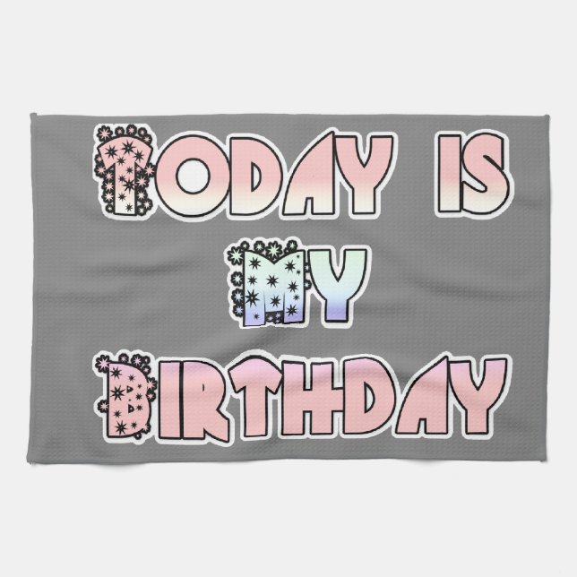 Today is My Birthday Baby Pink Art Print Kitchen Towel (Horizontal)