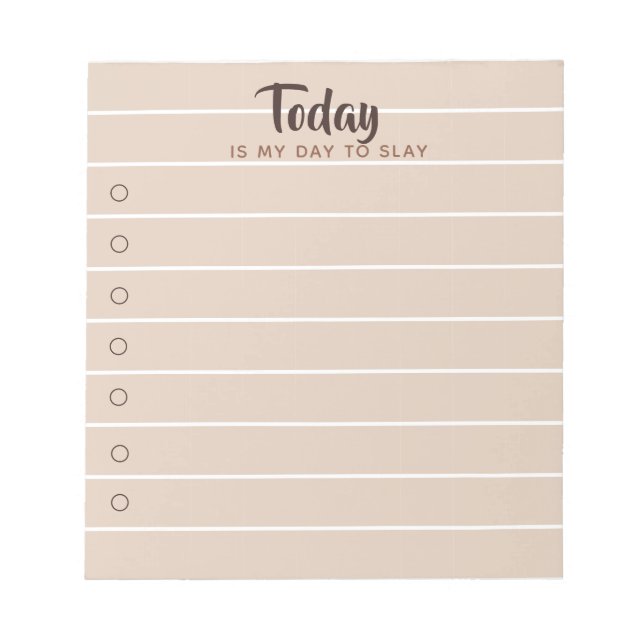 Today Is My Day to Slay Coffee Espresso To Do list Notepad (Front)