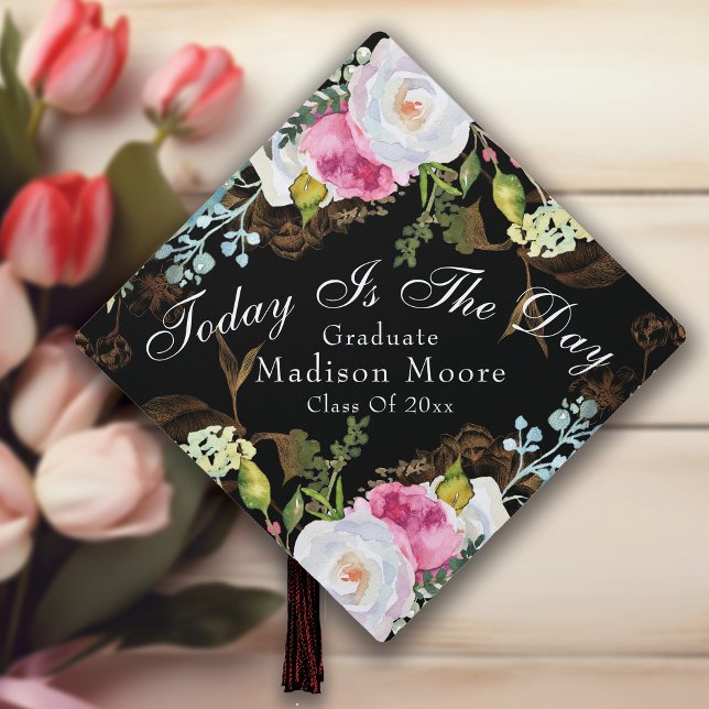 "Today Is The Day" Floral Graduation Cap Topper (Creator Uploaded)