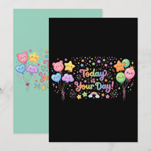 Today Is Your Day Kawaii Balloons Thank You Card