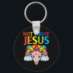 Today Not Jesus Satan Goat Satanic Rainbow Satanis Keychain<br><div class="desc">Today Not Jesus Satan Goat Satanic Rainbow Satanism Gift T-Shirt Grab this inspirational Today Not Jesus Satan Goat Satanic Rainbow T-Shirt for your Christian mom, dad, son or daughter! It's the perfect religious gift idea & present for Birthday, Ministry, Holy Communion, Confirmation, RCIA or Church Service This Today Not Jesus...</div>