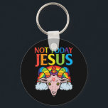 Today Not Jesus Satan Goat Satanic Rainbow Satanis Keychain<br><div class="desc">Today Not Jesus Satan Goat Satanic Rainbow Satanism Gift T-Shirt Grab this inspirational Today Not Jesus Satan Goat Satanic Rainbow T-Shirt for your Christian mom, dad, son or daughter! It's the perfect religious gift idea & present for Birthday, Ministry, Holy Communion, Confirmation, RCIA or Church Service This Today Not Jesus...</div>