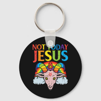 Today Not Jesus Satan Goat Satanic Rainbow Satanis Keychain