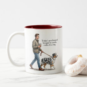 Today’s Good Mood Is Coffee & a Blue Merle Aussie Two-Tone Coffee Mug
