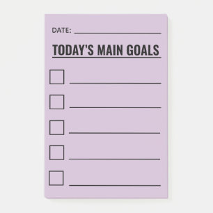 Today’s Main Goal Checklist Purple Lavender Post-it Notes