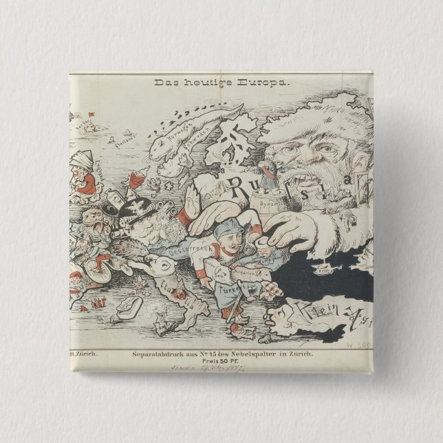 Today's Europe', 1887 2 Inch Square Button (Front)