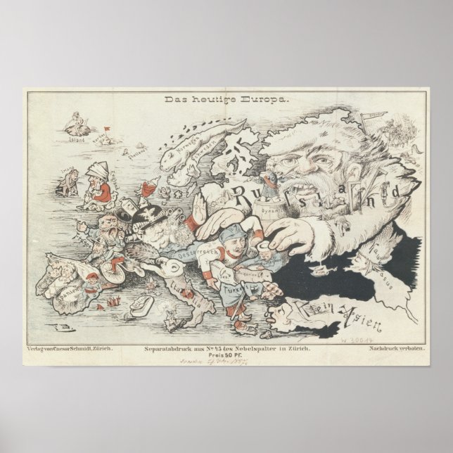 Today's Europe', 1887 Poster (Front)