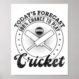 Today's Forecast 100% Chance To Play Cricket Poster