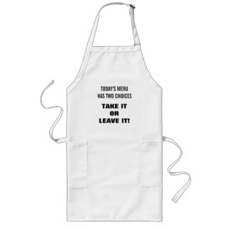 Todays menu has two choices funny cooking apron