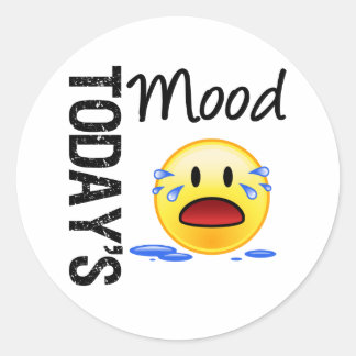 Today's Mood Emoticon Crying Classic Round Sticker