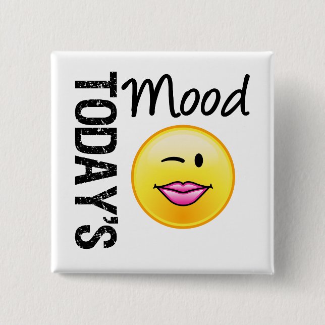 Today's Mood Emoticon Flirty 2 Inch Square Button (Front)