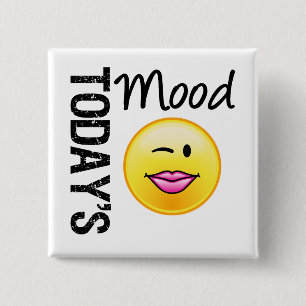 Today's Mood Emoticon Flirty 2 Inch Square Button