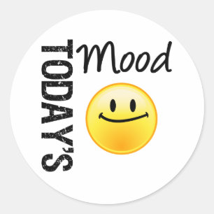 Today's Mood Emoticon Satisified Classic Round Sticker