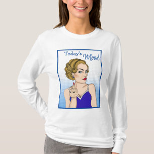 Today's Mood, Retro Lady Flipping the Bird T-Shirt