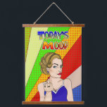 Today's Mood Retro Pop Art Lady Flipping the Bird Hanging Tapestry<br><div class="desc">Funny pop art retro style lady sticking up her middle finger with the quote, "Today's mood."</div>