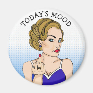 Today's Mood: Retro Woman Flipping the Bird Magnet