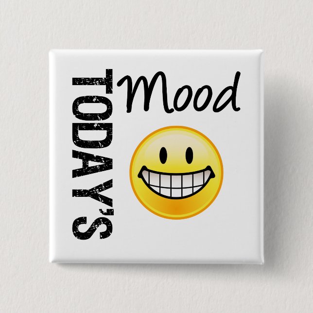 Today's Mood Very Happy Emoticon 2 Inch Square Button (Front)