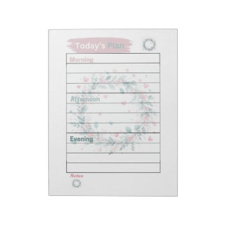 Today's Plan Pastel Pink and Green Floral Wreath  Notepad