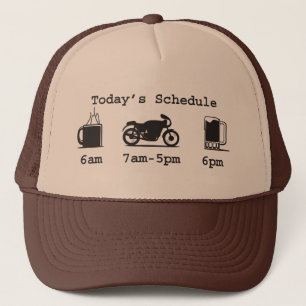 Today's schedule - Coffee, 2wheels, & beer hat