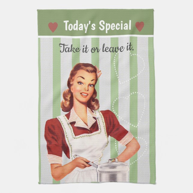 Today's Special Dishtowel - in green Kitchen Towel (Vertical)