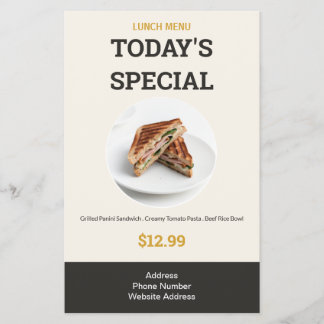 Today's Special Premium Restaurant Lunch Menu