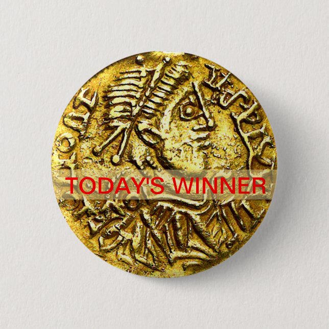 Today's Winner Gold Coin Medal Button (Front)