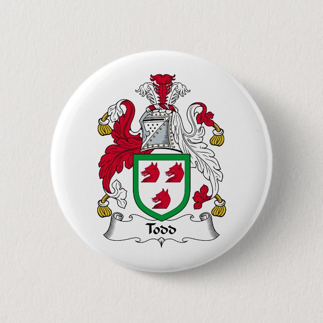 Todd Family Crest 2 Inch Round Button (Front)
